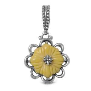   Sterling Silver Yellow Jasper Reversible Sunflower Charm Jewelry