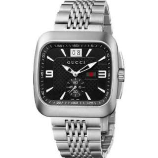 Gucci Mens YA131305 Gucci Coupé Steel Bracelet Black Dial Watch 