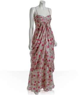 by Allen Schwartz pink mist floral silk chiffon draped long 