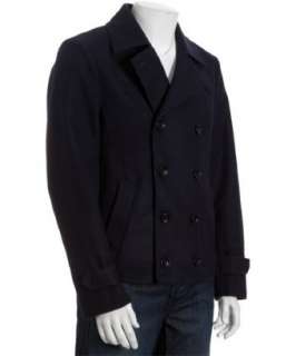 Zegna blue wool blend double breasted peacoat  