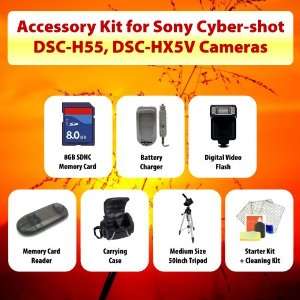  KIT for Sony Cyber shot H55, HX5V Digital Cameras including AC/DC 