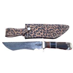  Pioneer Custom Made Unique Damascus Steel Hunting Knife 