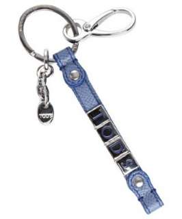 Tods blue leather Letterine key chain  