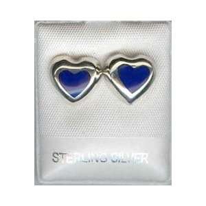  Silverflake  Lapis Heart Earrings Jewelry