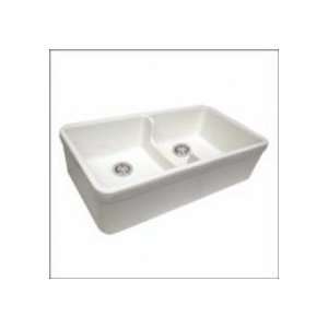  Whitehaus 5123BISCUIT Short Wall Double Bowl Fireclay Sink 