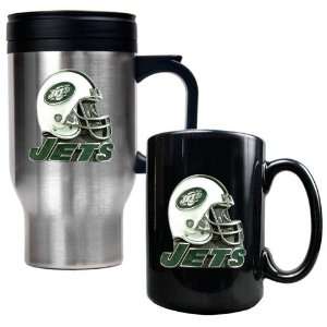New York Jets NFL Travel Mug & Ceramic Mug Set   Helmet logo  