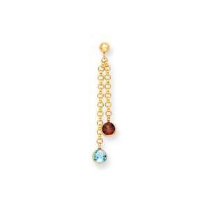  14k Garnet and Blue Topaz Dangle Earrings   JewelryWeb 