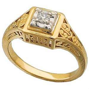   14Kt Yellow Gold Diamond Filigree Fashion Ring Jewelry Days Jewelry