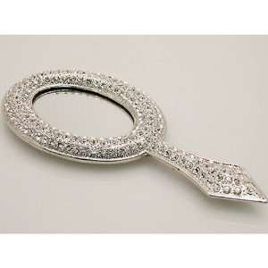 Godinger OVAL HAND MIRROR CLEAR STONES 