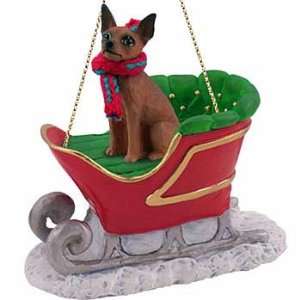  Red Min Pin in a Sleigh Christmas Ornament