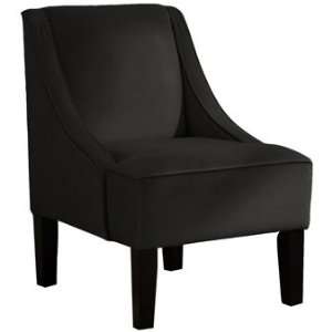 Skyline Furniture Upholstered Swoop Arm Chair in Velvet Black  