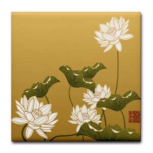  Tile Coaster (Set 4) Lotus Flower Chinese Flag Everything 