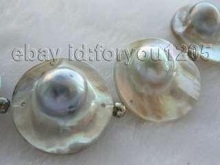 20 Natural 33mm Gray South Mabe Pearl Necklace Pendant  