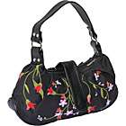 Embroidered Silk & Leather Handbag