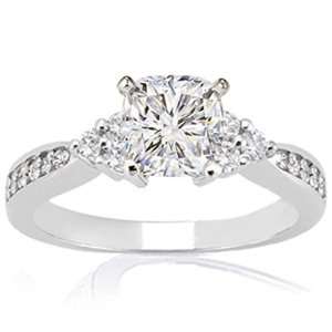  1 Ct Cushion Cut Diamond Engagement Ring Pave CUT VERY 