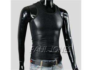 Strong Mens Tight Leather Like Underwear Tank Top Shirts T shirts 
