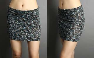 SEXY CUTE Floral Pencil Stretch Knit Slim Mini Skirt  