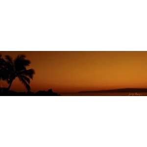  Canvas Wrap   Maui Sunset Kooalawe with Palm Tree   6x18 