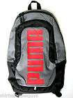 Puma Logo School Backpack Book Bag black gray red NWT