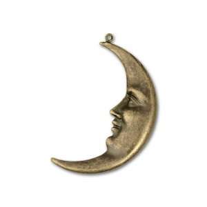  Antique Brass Crescent Moon Pendant 