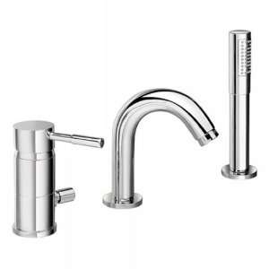 Cascade 12045 120 THREE HOLE ROMAN TUB FILLER WITH HANDSHOWER Polished 
