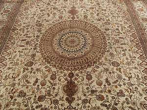 x12 Beautiful Handmade Hand Knotted Carpet Fine Silk Isfahan Rug 