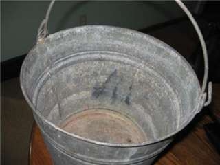 ANTIQUE #12 GALVANIZED STEEL PAIL, BUCKET WITH BAIL HANDLE  