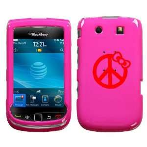  BLACKBERRY TORCH 9800 RED PEACE BOW ON A PINK HARD CASE 