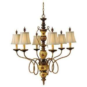  6 Bulb Amber Crackle Chandelier by Murray Feiss F2241 