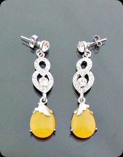 Yellow Honey Amber Drop Crystal Chadelier Earrings NEW  