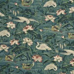  Heron & Lotus Flower 4 by G P & J Baker Fabric