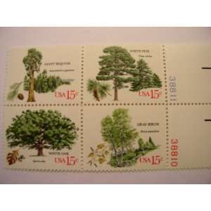   1978, American Trees, S# 1764 67, Plate Block of 4 15 Cent Stamps, MNH