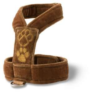 Teacup Dog Soft Harness Brown Paw Design   Tc Size