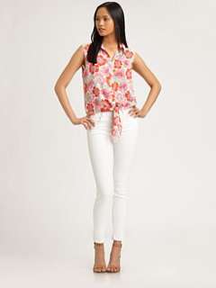 Theory   Michikomaui Floral Print Tie Front Tank