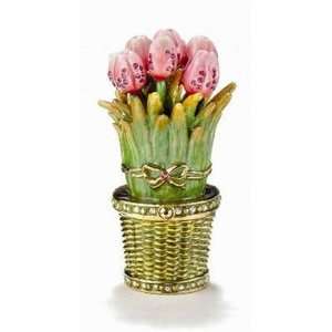  Tulip Flower Box Bejeweled Trinket Box Crystal