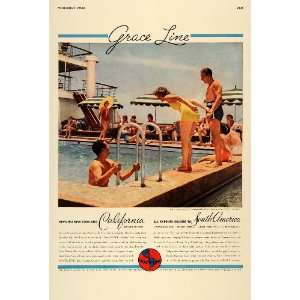  1936 Ad Grace Line Cruise Ship California South America 
