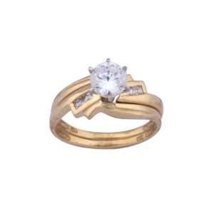   10K Yellow Gold Cubic Zirconia Engagement Ring, Size 5 Jewelry