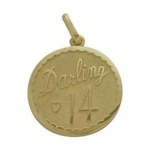   10K Yellow Gold Darling #14 Age Expression Pendant with 20 chain