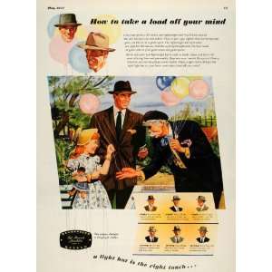1947 Ad Men Hatter Balloons Child Grey Brown Casual Art   Original 