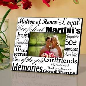  Personalized Matron of Honor Frame   Black on White 