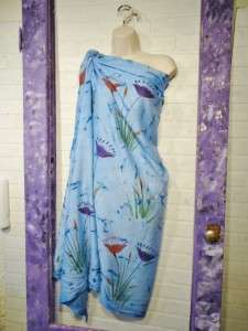 NEW Blue Hand Painted Sarong Pareo Dress Skirt Coverup  
