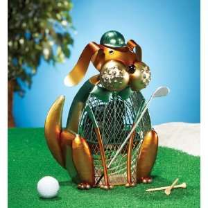  12 Hand Sculpted Puppy Dog Golfer Table Top Figure Fan 