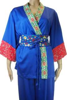 Cabernet Womens Pajama Set Sleepwear Kimono Blue  