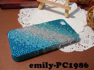 Bling Bling Tri Blue Handmade Swarovski Crystal Case Cover For iPhone 