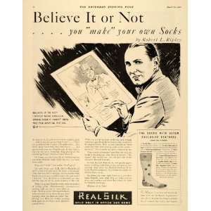  1932 Ad Real Silk Socks Robert Ripley Believe It Or Not 