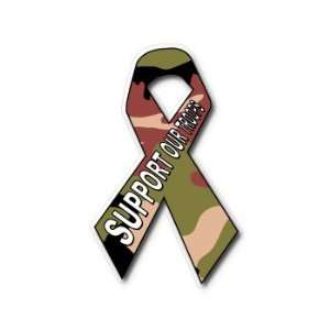  Support Our Troops   Camouflage USA Ribbon   Window Bumper 