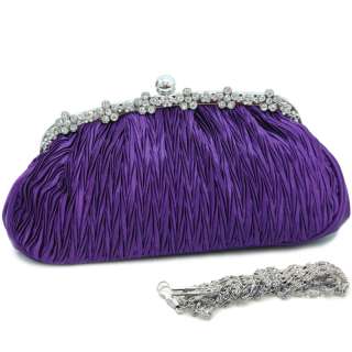 Rhinestone decorated purse clutch evening bag purple  