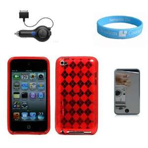 Case for Apple iPod Touch 4G + Retractable Car Charger + Mirror Screen 
