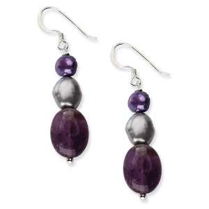   Amethyst & Purple/Grey Freshwater Cultured Pearl Earrings Jewelry