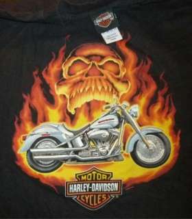 HARLEY DAVIDSON T Shirt SANTA FE Vintage BLACK SKULL Motorcycle BIKER 
